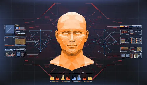 Concept of face scanning. Face detection HUD interface. Digital Avatar