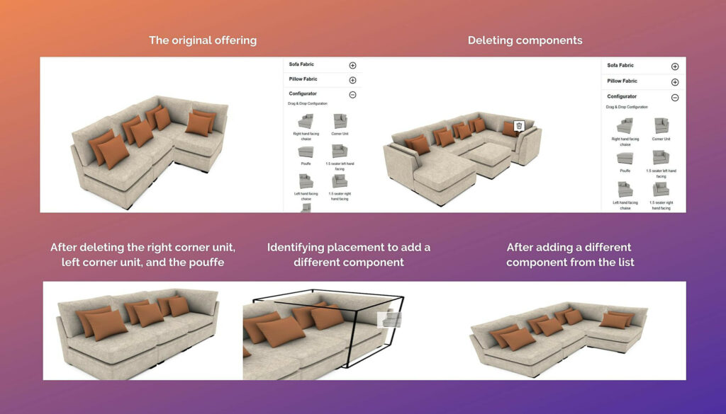 Customizing sofa units through the product configurator platform 