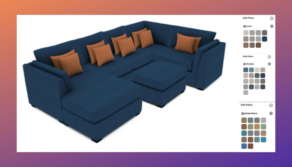 Customizing sofa fabric through the product configurator platform